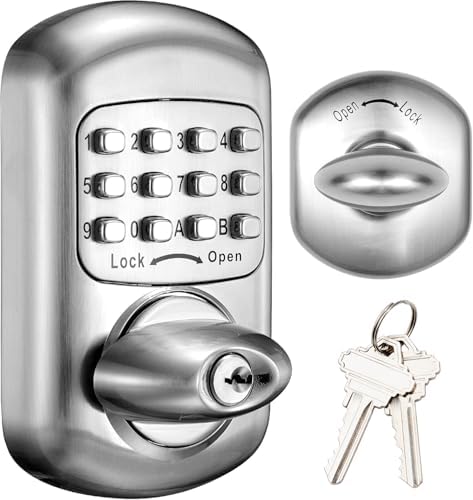 Keyless Entry Keypad Deadbolt - Digital & Mechanical Door Lock, No Low Power Risk (Silver)