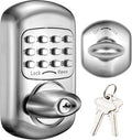 Bravex Keyless Deadbolt Keypad Entry Door Lock Zinc Alloy Sabbath Lock 100% Mechanical Shabbos Lock- No Risk of Low Power, Silver