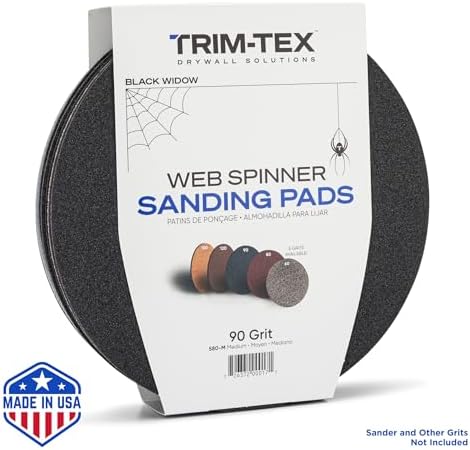 Trim-Tex Black Widow Web Spinner Sanding Pads | 580-FX: Extra Fine | 9" Diameter Round Sanding Discs for Round Pole Sander | Model [580FX] | Made in USA