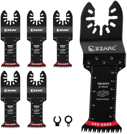 EZARC Bi-Metal Arc Edge Oscillating Tool Blade, Japanese Teeth Oscillating Saw Blades for Clean Cuts in Hard Wood & Plastic, Universal Fit Multitool Blades, 5-Pack