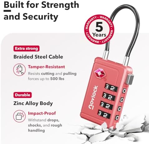 TSA Approved Luggage Locks, Travel Locks with Inspection Indicator