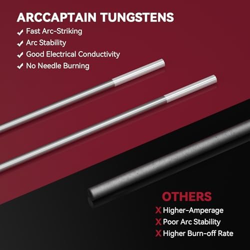ARCCAPTAIN TIG Welding Tungsten Electrode 10-Pack 1/16"x 7" White