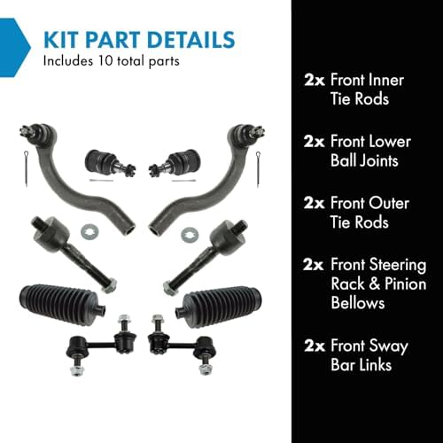 TRQ Front Steering and Suspension Kit Tie Rods Ball Joints Sway Bar Links