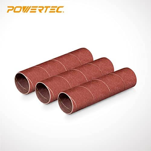 POWERTEC 11212 4.5 Inch Sanding Sleeves for Spindle Sander, 120 Grit, Aluminum Oxide Sandpaper Diameter 1 Inch – 3 Pack