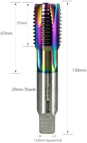 Tools M27 x 3.0 Spiral Point Threading Tap, Metric Machine Threading Tap High Speed Steel Cobalt(HSSCo) With DLC Coating, Round Shank with Square End， H2 Tolerance, 1PC
