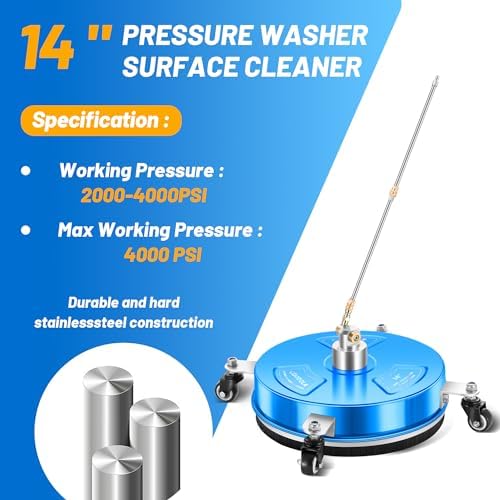 LidoDola 14'' Pressure Washer Surface Cleaner Blue, Power Washer Accessory