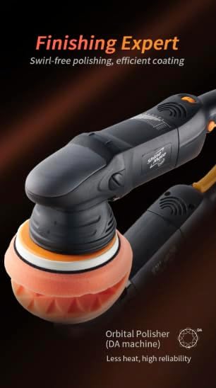 ShineMate EX610-5/15 Corded Dual Action Polisher Tool Only | 15 Millimeter Orbit for Fast Panel Correction | Speed Stabilizer and Soft Start Control | Dust Devil Multi Hole Cooling Plate | 5 Inches