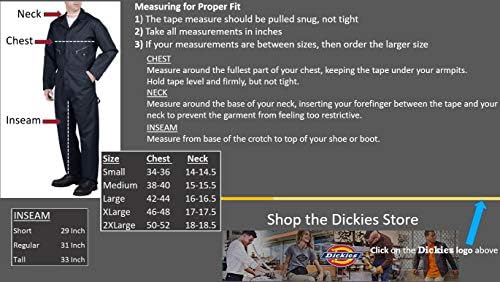 Dickies Men’s Deluxe Long Sleeve Coveralls – 7.5 oz Twill Mechanic Jumpsuit with Zipper Front Industrial Uniform Fit