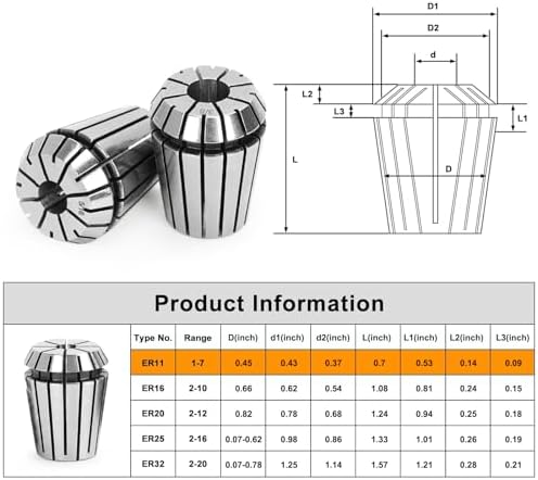 26PCS ER32 Spring Collet Set for CNC Engraving Machine