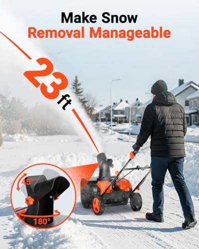 VOLTASK 48V Cordless Snow Blower, 48-Volt | 20-Inch Brushless Electric Snow Blower Cordless, Battery Snow Blower with Directional Plate & LED Lights (2 * 24V Battery & Dual Quick Charger Included)