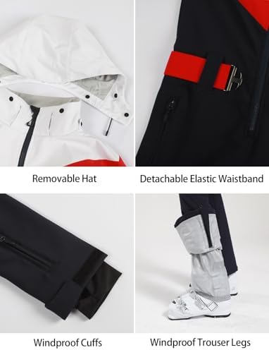 GSOU SNOW Womens Ski Suit One Piece Jumpsuit Snow Jacket Waterproof