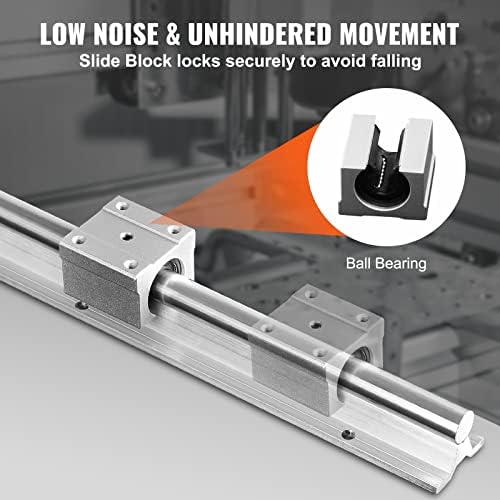 VEVOR Linear Rail Slide SBR20-1800mm 2 PCS and 4 PCS SBR20UU Slide Blocks Linear Guide Rail and Bearings Kit for Automated Machines DIY Project CNC Router Machines