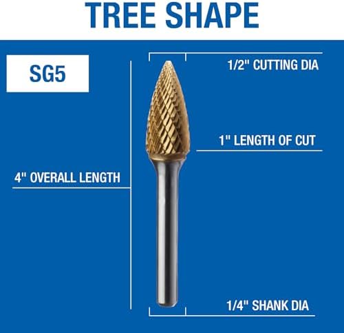 Champion Cutting Tool SG5 Double Cut TiN Coated Carbide Bur