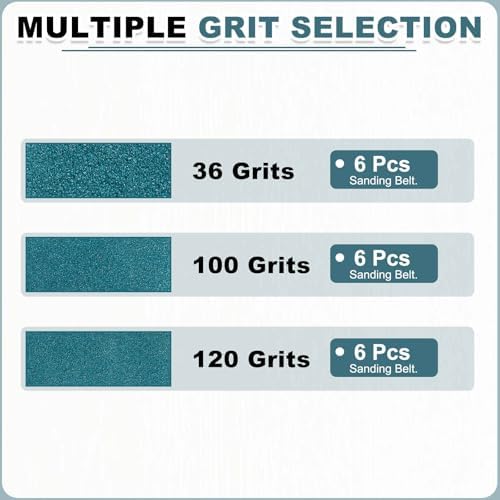 HARFINGTON 2 x 42 Inch Sanding Belts, 18 Pcs 36/100/120 Grit Zirconia Abrasive Belt Sander File Belt for Woodworking, Metal Polishing, Knife Sharpener