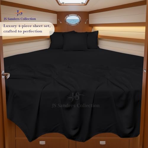 JS Sanders Collection 4PC Boat Sheet Set Universal XL V Berth, Black