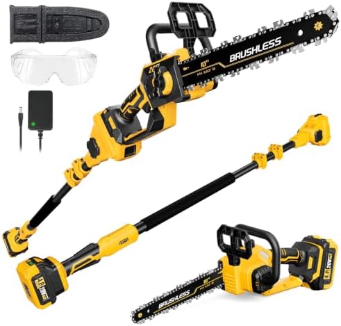 2-in-1 Cordless Pole Saw & Chainsaw, Compatible with Dewalt 20V Battery
