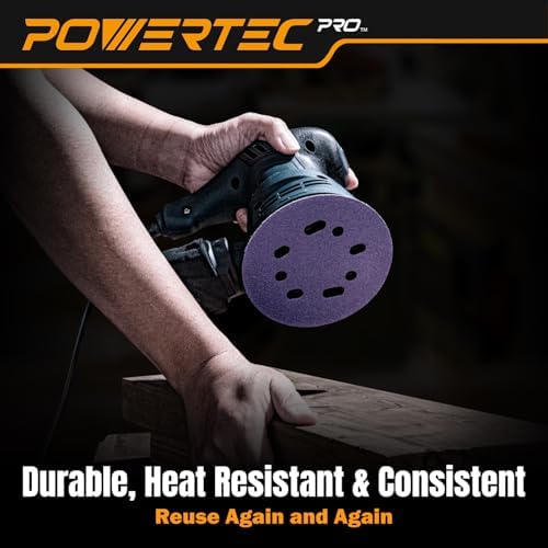 POWERTEC PRO 100PK, 5 Inch Sanding Discs Hook and Loop, 80 Grit, Zirconia Orbital Sander Sandpaper for 5 & 8 Hole Random Orbital Sanders - Automotive, Paint, Metal, Woodworking (45308Z-50-P2)