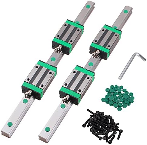 2Pcs Linear Guide Rail kit HGR25-400mm Linear Slide Rails with 4Pcs HGHCA25 HGH25 Linear Blocks Bearing + Dust Cover C6 + Socket Head Cap Screw for DIY CNC Routers Lathes Mills