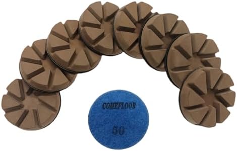 Hybrid Diamond Ceramic Polishing Pucks, Aggressive Concrete Terrazzo Floor Hook n Loop Grinding Pads, 3 Inch Long Using Life Transitional Discs,50# 9 PCS