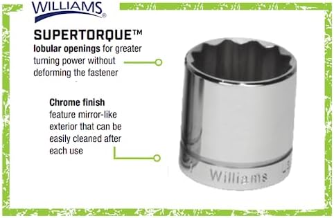 Williams JHWB-632 3/8-Inch Drive Shallow SAE 6 Point Socket, 1-Inch, High-Polished Chrome Finish