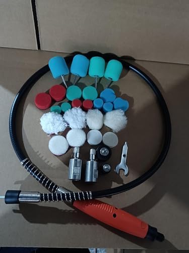 SPTA M14 Thread Flexible Shaft, Mini Detail Polisher Universal Rotary Grinding Tool 30-Piece Polishing Pad Sponge Polishing Pad for Rotary Tools/Polishers, Drill for Metal Aluminium