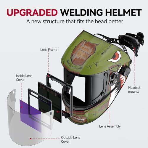 ARCCAPTAIN Welding Helmet, 3.94"×3.66" Auto Darkening Welding Hood