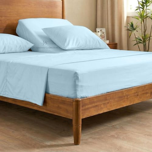 JS Sanders Collection Split Head Sheet Set 4PC Cal. King Size, Light Blue