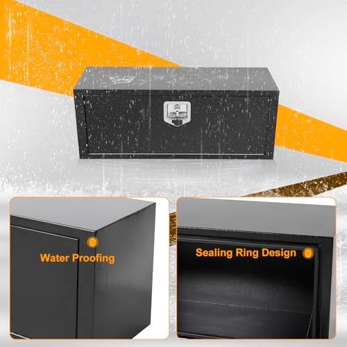 36 Inch Underbody Truck Box Steel Storage Tool Box,36" x 12" x 14" Tool Chest Organizer w/Lock and Keys For Pickup,Truck Bed, RV, Trailer,Heavy Duty Waterproof Black box