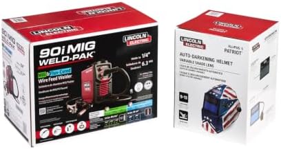Lincoln Electric Weld-Pak 90i MIG MIG/Flux-Cored Wire Feeder Welder and Patriot Auto Darkening, Variable Shade Welding Helmet Combo Pack, K5387-10