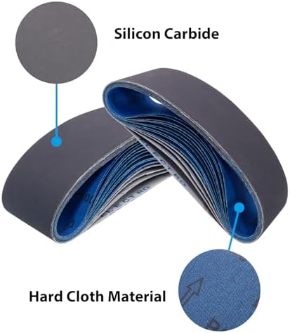 3 x 21 Inch Silicon Carbide Sanding Belts,Extra Fine Grit, 15 Pack