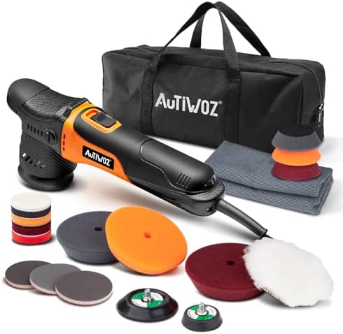 AUTIWOZ Mini 2/3inch Car Buffer Polisher, 12mm Random Orbital DA Kit