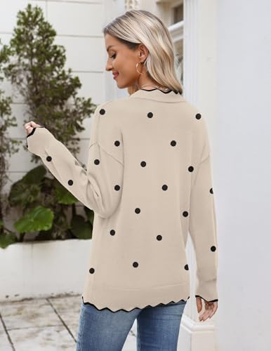 Zeagoo Women's 2026 Fall V Neck Sweater Long Sleeve Lightweight Knit Tops