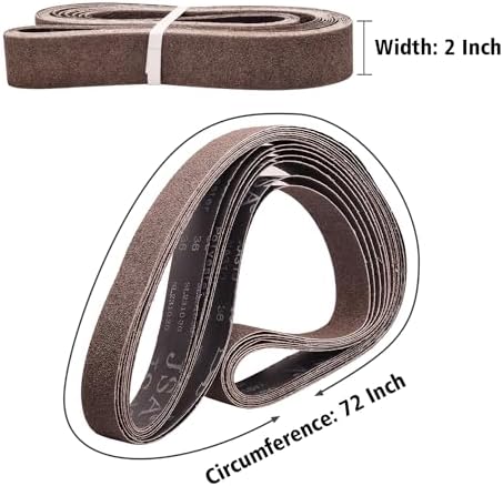 2 x 72 Inch Sanding Belts, 60/80/120/240/400/600 Grit, 6 Pack