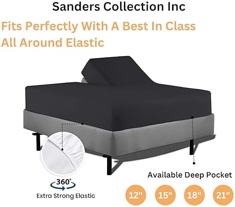 Sanders Collection Inc SCI Top Split Flex Sheet Set for Adjustable Bed California King Size,Dark Gray