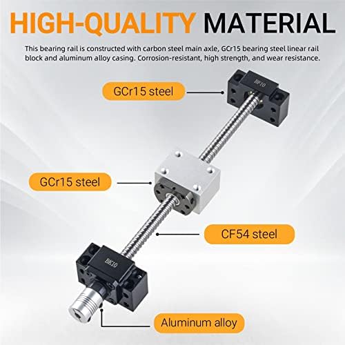2Pcs HGR15-600MM Linear Rails kit with 4 Bearing Block,1Pcs SFU1204-600MM Ball Screw with Metal Deflector Ball Screw Nut, BF10/BK10 kit, Nut Housing, Coupling for 3D Printer and CNC Machine