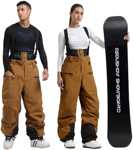 GSOU SNOW Mens Womens Snowboard Pants-Baggy Ski Snow Bibs