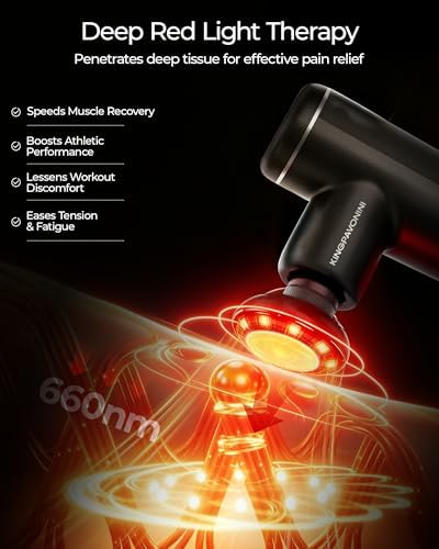 KingPavonini Mini Massage Gun Deep Tissue with Heat& Red Light, Model MG101