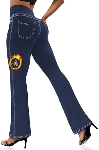 VOOVEEYA Women's Bootcut Leggings - Bootleg Yoga Pants Flare with 4 Pockets