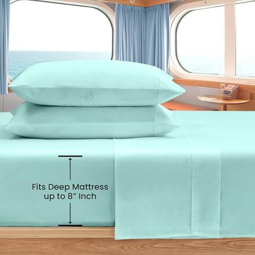 JS Sanders Collection 4PC Boat Sheet Set Universal AFT Berth, Aqua Blue