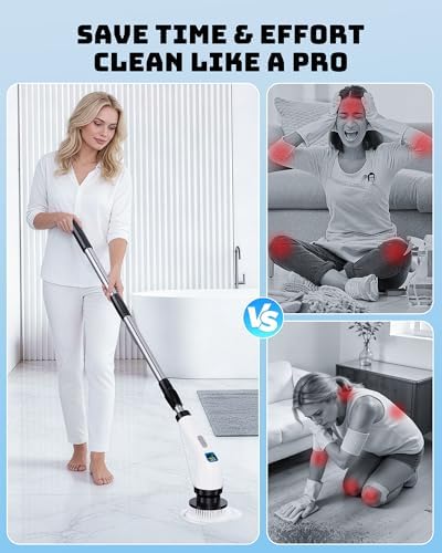 Electric Spin Scrubber for Bathroom | Shower Cleaner Brush with Long Handle