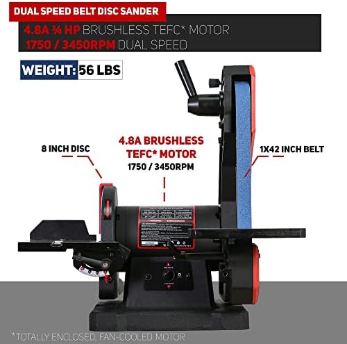BUCKTOOL Dual Speed Belt Disc Sander for Metal,1x42" Belt,8" Disc,4.8A
