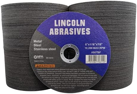 200 Pc 6" x 1/16" x 7/8" Cut-Off Wheels Lincoln Abrasives Metal & Stainless Steel