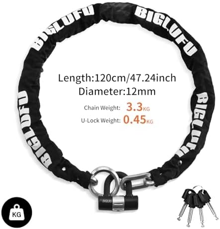 Motorcycle Chain Locks, 4FT x 12mm Heavy Duty Bike Chain Lock