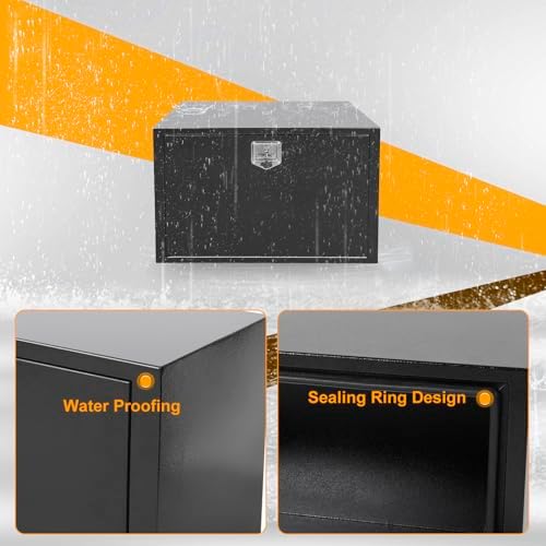 Underbody Truck Box Steel Storage Tool Box,36" L x 23" W x 23" H Tool Chest Organizer w/Lock and Keys For Pickup,Truck Bed, RV, Trailer,Heavy Duty Waterproof Blac box