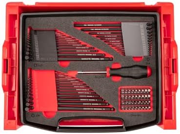 TEKTON L-Key and Bit Driver Set, 78-Piece | OLB94801 | 0.050 - 3/8 in., 1.3 - 10 mm, #1 - #3, T7 - T30, Stacking Organizer, Custom Foam