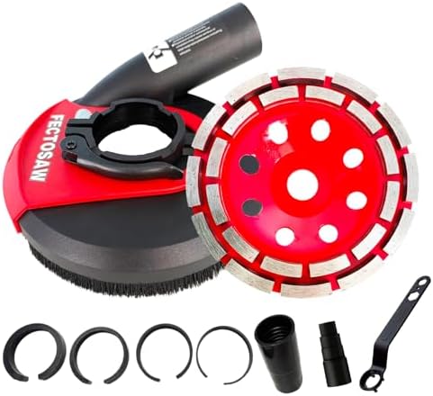 Dust Shroud for Angle Grinder with Diamond Grinding Cup Wheel, 4.5–5 Inch & 7 Inch, Universal Concrete Surface Grinding Tool for Marble and Granite (5-inch Dust Shroud + Grinding Wheel)
