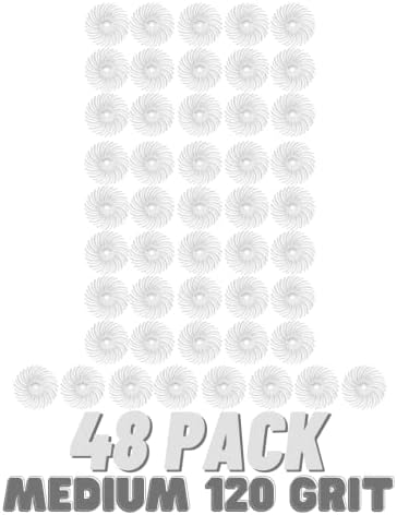 Dedeco Sunburst Radial Bristle Discs 48-Pack - 7/8" Curved - White 120 Grit (Medium) - Aluminum Oxide for Polishing & Finishing