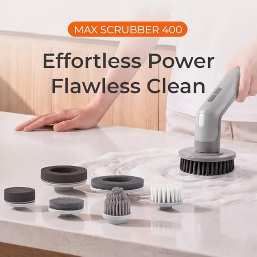 Cordless Electric Spin Scrubber, IPX8 Waterproof, 7 Brush Heads