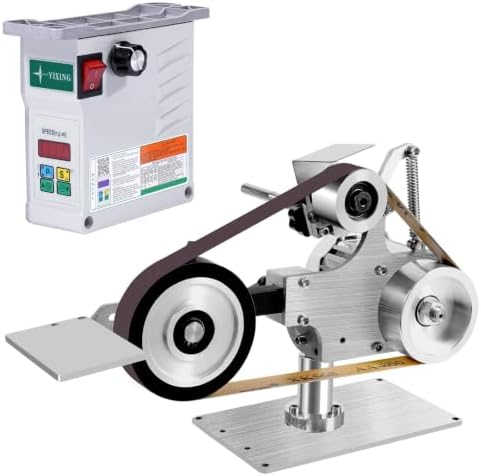 Multi-function Desktop Belt Grinder, 550W 110V 1x30" Vertical/Horizontal Belt Polishing Grinder with Motor, DC Brushless Motor Stepless Speed Regulation Belt Sander Polisher Sharpener Grinder