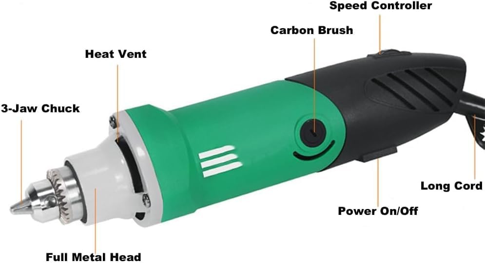 Electric Die Grinder 480W Electric Rotary Carver Tool, 6 Step Variable Speed Adjustment,30000RPM High Speed